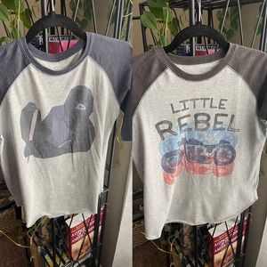 SET of 1 Gorilla and 1 Little Rebel Raglan Baseball Sleeve Shirts